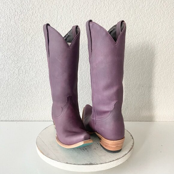 Lane EMMA JANE Womens Cowboy Boots 8.5 Purple Western Cowgirl Mid Calf Tall - Picture 1 of 10
